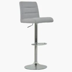 Carmel Grey Fabric Chrome Base Bar Stool -Furniture Specialty Store carmel gas lift light grey fab 3