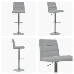 Carmel Grey Fabric Chrome Base Bar Stool