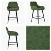 Carson Vintage Green Leather Black Leg Counter Bar Stool