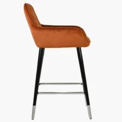 Carson Burnt Orange Velvet Black Silver Leg Counter Bar Stool -Furniture Specialty Store carson burnt orange silver tip 2