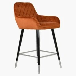 Carson Burnt Orange Velvet Black Silver Leg Counter Bar Stool -Furniture Specialty Store carson burnt orange silver tip 3