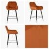 Carson Burnt Orange Velvet Black Silver Leg Counter Bar Stool