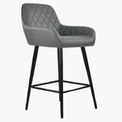 Carson Dark Grey Faux Leather Black Leg Kitchen Bar Stool -Furniture Specialty Store carson dark grey black 1