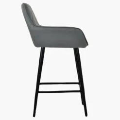 Carson Dark Grey Faux Leather Black Leg Kitchen Bar Stool -Furniture Specialty Store carson dark grey black 3