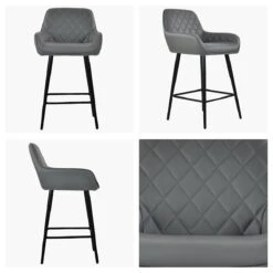 Carson Dark Grey Faux Leather Black Leg Kitchen Bar Stool