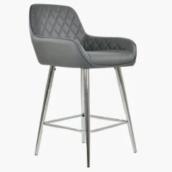 Carson Dark Grey Faux Leather Chrome Leg Breakfast Stool -Furniture Specialty Store carson dark grey chrome 1