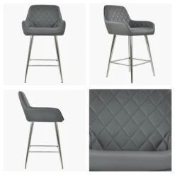 Carson Dark Grey Faux Leather Chrome Leg Breakfast Stool
