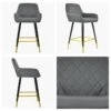 Carson Dark Grey Faux Leather Black Gold Leg Kitchen Stool -Furniture Specialty Store carson dark grey gold tip 5