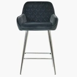 Carson Dark Grey Velvet Chrome Leg Breakfast Stool -Furniture Specialty Store carson dark grey velvet chrome 1