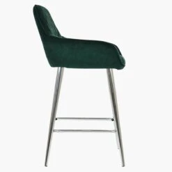 Carson Green Velvet Chrome Leg Kitchen Island Stool -Furniture Specialty Store carson green velvet chrome 3