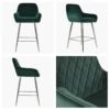 Carson Green Velvet Chrome Leg Kitchen Island Stool -Furniture Specialty Store carson green velvet chrome 4