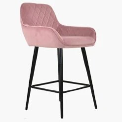 Carson Pink Velvet Black Leg Kitchen Counter Stool -Furniture Specialty Store carson pink black 1