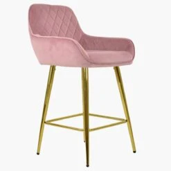 Carson Pink Velvet Gold Leg Kitchen Island Bar Stool -Furniture Specialty Store carson pink gold 1