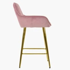 Carson Pink Velvet Gold Leg Kitchen Island Bar Stool -Furniture Specialty Store carson pink gold 3