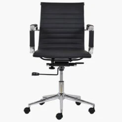 Casino Black Leather Swivel & Recline Office Chair With Arms