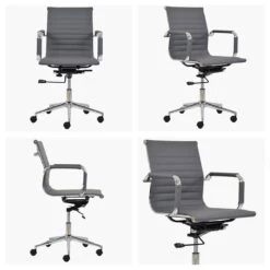 Casino Grey Faux Leather Swivel & Recline Office Chair With Arms 11 Casino Grey Faux Leather Swivel & Recline Office Chair With Arms -Furniture Specialty Store casino grey white 5