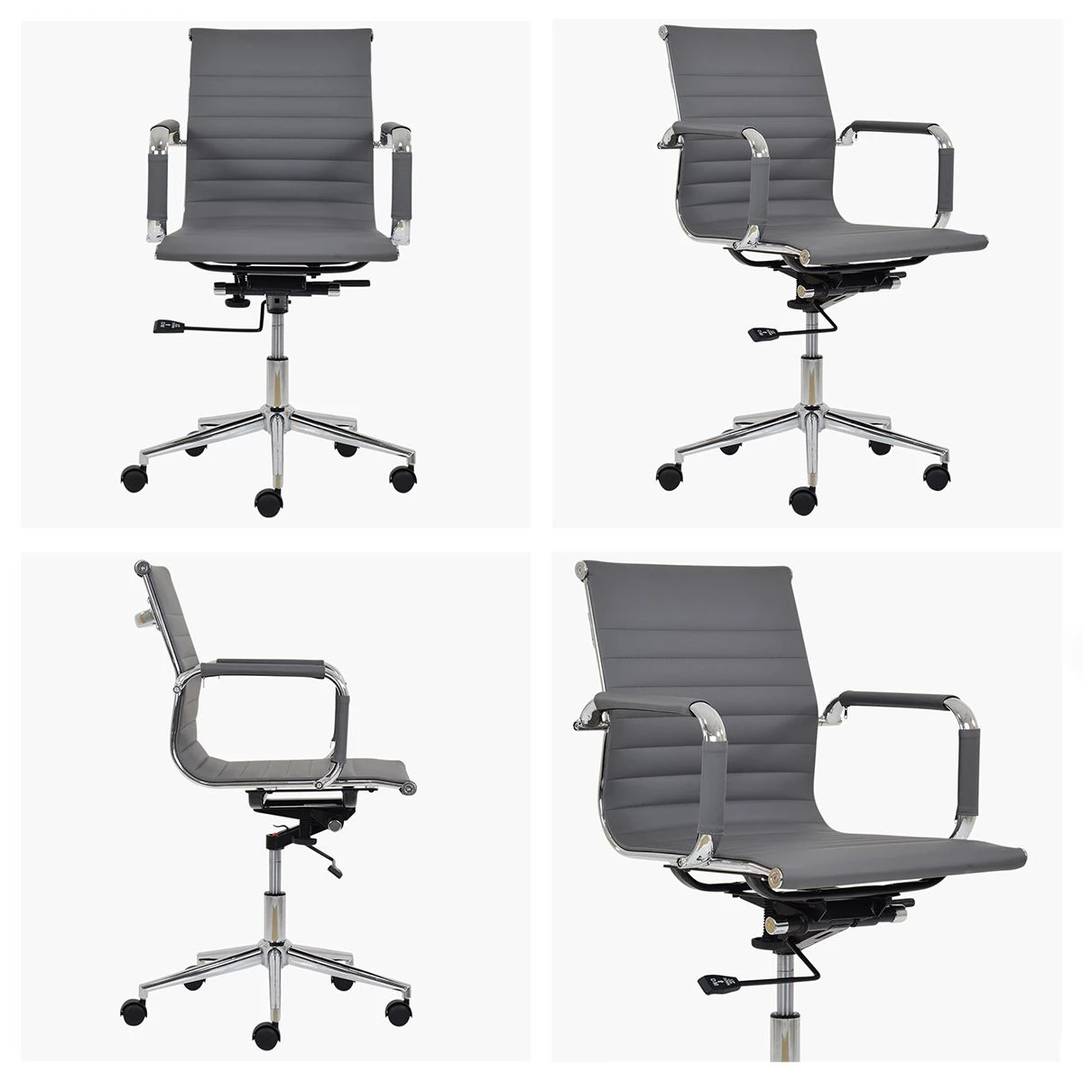 Casino Grey Faux Leather Swivel & Recline Office Chair With Arms 7 Casino Grey Faux Leather Swivel & Recline Office Chair With Arms - Image 5