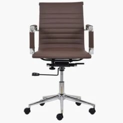 Casino Brown Faux Leather Swivel & Recline Office Chair With Arms