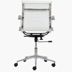 Casino White Leather Swivel & Recline Office Chair With Arms