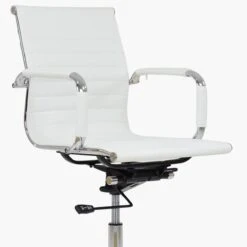 Casino White Leather Swivel & Recline Office Chair With Arms -Furniture Specialty Store casino white 4
