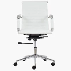 Casino White Leather Swivel & Recline Office Chair With Arms -Furniture Specialty Store casino white 5