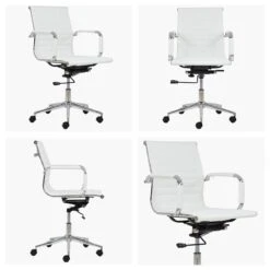 Casino White Leather Swivel & Recline Office Chair With Arms -Furniture Specialty Store casino white white 6
