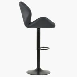 Cedar Dark Grey Faux Leather Black Base Bar Stool -Furniture Specialty Store cedar dark grey 1