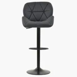 Cedar Dark Grey Faux Leather Black Base Bar Stool -Furniture Specialty Store cedar dark grey 3