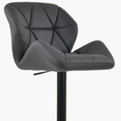 Cedar Dark Grey Faux Leather Black Base Bar Stool -Furniture Specialty Store cedar dark grey 4