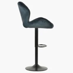 Cedar Dark Grey Velvet Black Base Kitchen Stool -Furniture Specialty Store cedar dark grey velvet 3