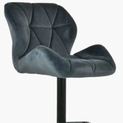Cedar Dark Grey Velvet Black Base Kitchen Stool -Furniture Specialty Store cedar dark grey velvet 4
