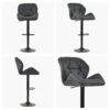 Cedar Dark Grey Faux Leather Black Base Bar Stool -Furniture Specialty Store cedar dark grey white