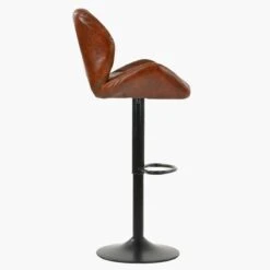 Cedar Vintage Brown Faux Leather Black Base Bar Stool -Furniture Specialty Store cedar vintage brown 3