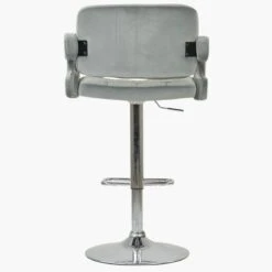 Chase Grey Velvet Kitchen Stool Armrests