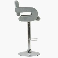 Chase Grey Velvet Kitchen Stool Armrests -Furniture Specialty Store chase light grey velvet 4