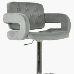 Chase Grey Velvet Kitchen Stool Armrests -Furniture Specialty Store chase light grey velvet 5