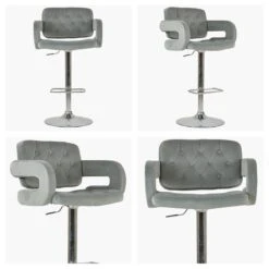 Chase Grey Velvet Kitchen Stool Armrests -Furniture Specialty Store chase light grey velvet white 1