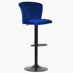 Chelsea Blue Velvet Black Base Adjustable Breakfast Stool -Furniture Specialty Store chelsea blue velvet 3