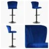 Chelsea Blue Velvet Black Base Adjustable Breakfast Stool -Furniture Specialty Store chelsea blue velvet 4