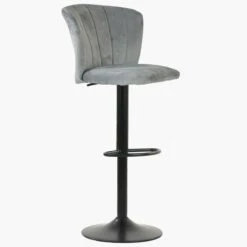 Chelsea Grey Velvet Black Base Adjustable Breakfast Stool -Furniture Specialty Store chelsea light grey velvet 2