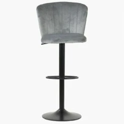 Chelsea Grey Velvet Black Base Adjustable Breakfast Stool -Furniture Specialty Store chelsea light grey velvet 3