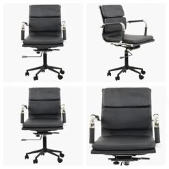 Mullan Black Leather Swivel & Recline Office Chair With Arms