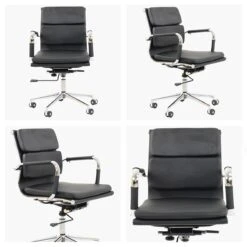 Chester Padded Black Faux Leather Swivel & Recline Office Chair With Arms -Furniture Specialty Store chester black white