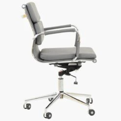 Chester Padded Grey Faux Leather Swivel & Recline Office Chair With Arms -Furniture Specialty Store chester grey 3