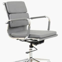 Chester Padded Grey Faux Leather Swivel & Recline Office Chair With Arms -Furniture Specialty Store chester grey 4
