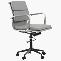 Mullan Grey Faux Leather Swivel & Recline Office Chair With Arms -Furniture Specialty Store chester grey black 1