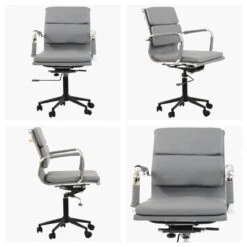 Mullan Grey Faux Leather Swivel & Recline Office Chair With Arms