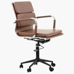 Chester Padded Vintage Brown Leather Swivel & Recline Office Chair With Arms -Furniture Specialty Store chester vintage black