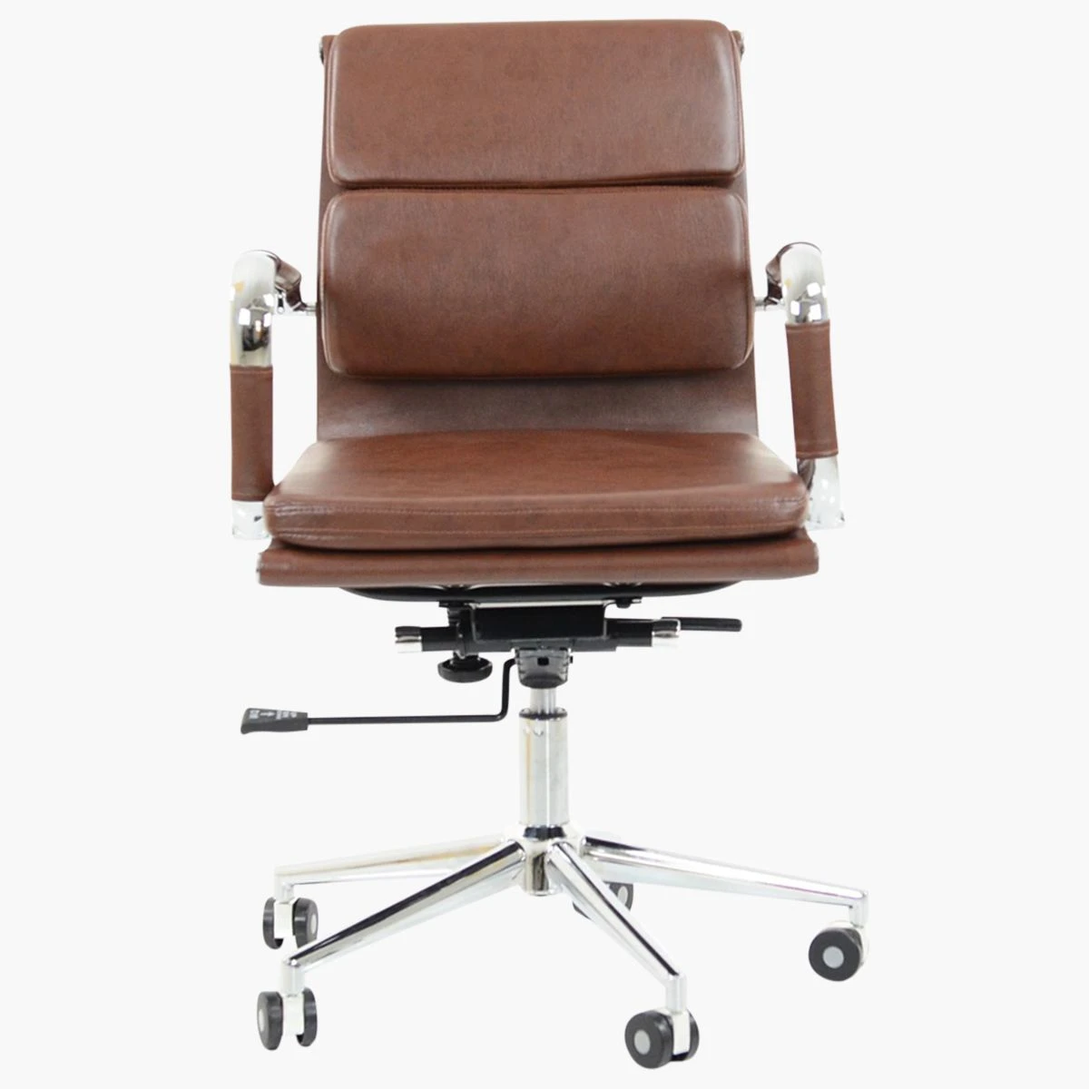 Chester Padded Vintage Brown Leather Swivel & Recline Office Chair With Arms - Image 2