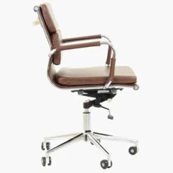 Chester Padded Vintage Brown Leather Swivel & Recline Office Chair With Arms -Furniture Specialty Store chester vintage brown 3